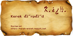 Kerek Árpád névjegykártya